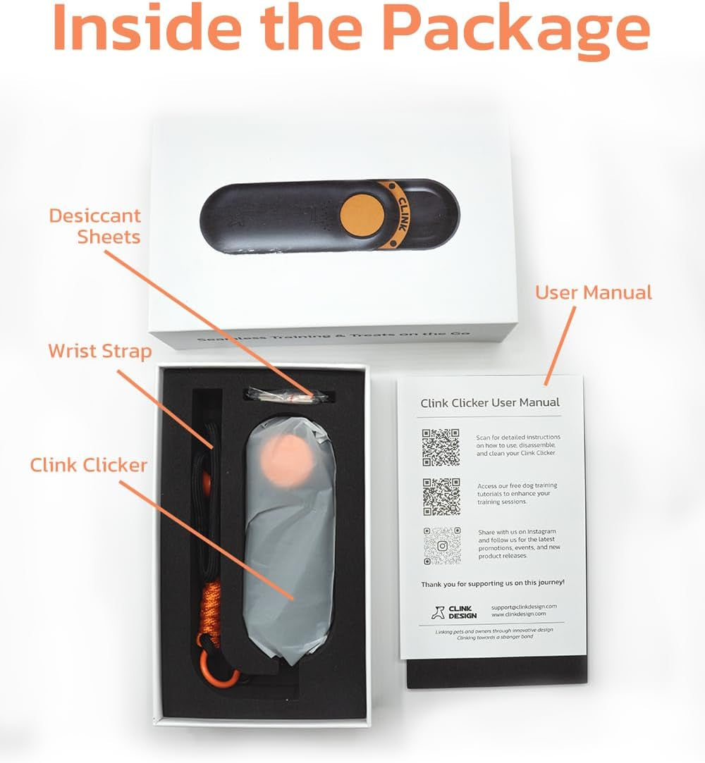 Dual Use 2 in 1 Dog Clicker for Training - Durable, Light (2.36 Oz), Easy to Clean & Handle, Innovative Design, Black