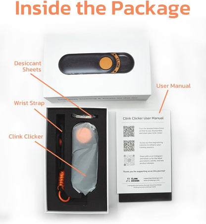  Dual Use 2 in 1 Dog Clicker for Training - Durable, Light (2.36 Oz), Easy to Clean & Handle, Innovative Design, Black