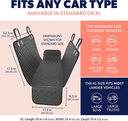 Dog Car Seat Cover for Back Seat, Standard 53"X56", Orange