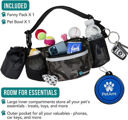Dog Fanny Pack,Treat Pouch Waist Belt (Camo Black)