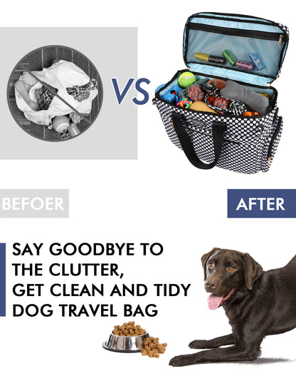 Dog Weekend Travel Set for Dog, Airline Approved Polka Dots