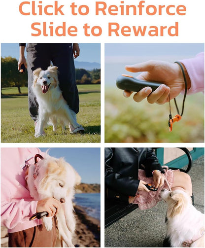  Dual Use 2 in 1 Dog Clicker for Training - Durable, Light (2.36 Oz), Easy to Clean & Handle, Innovative Design, Black
