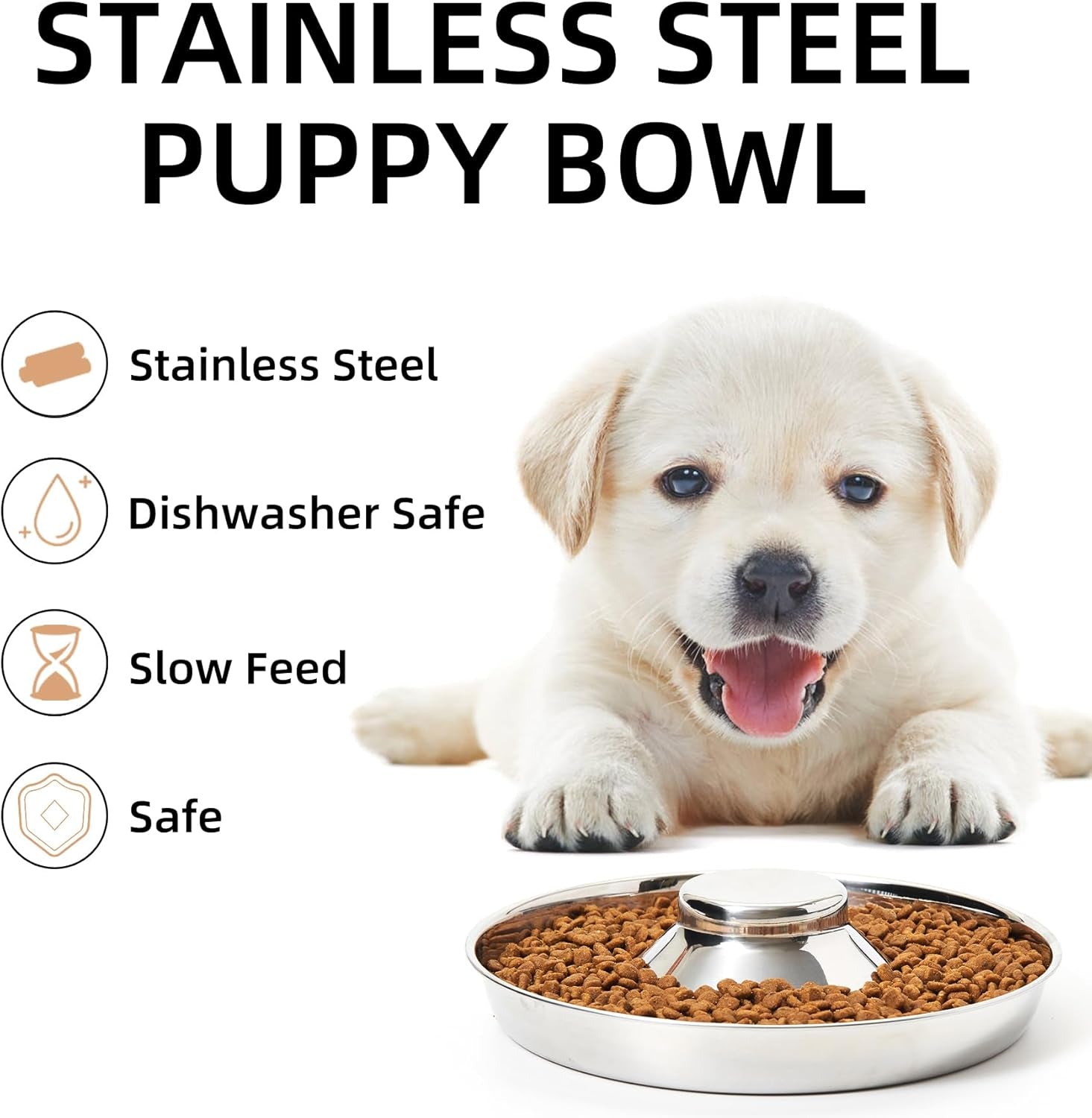 Stainless Steel Puppy Bowls, Set of 2