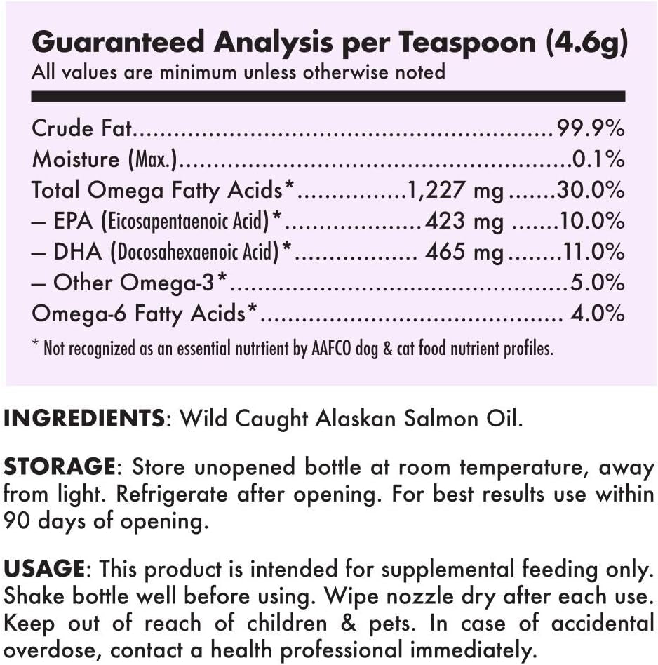 Wild Alaskan Salmon Oil for Dogs..- Pure Fish Omega 3 6 9 Liquid EPA DHA Fatty Acids - Skin & Coat Supplement - Supports Joint Function, Brain, Eye, Immune & Heart Health - Made in USA 8 Oz
