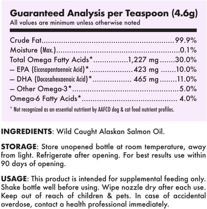 Wild Alaskan Salmon Oil for Dogs..- Pure Fish Omega 3 6 9 Liquid EPA DHA Fatty Acids - Skin & Coat Supplement - Supports Joint Function, Brain, Eye, Immune & Heart Health - Made in USA 8 Oz