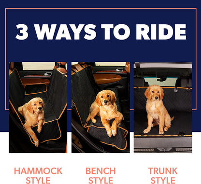 Dog Car Seat Cover for Back Seat, Standard 53"X56", Orange
