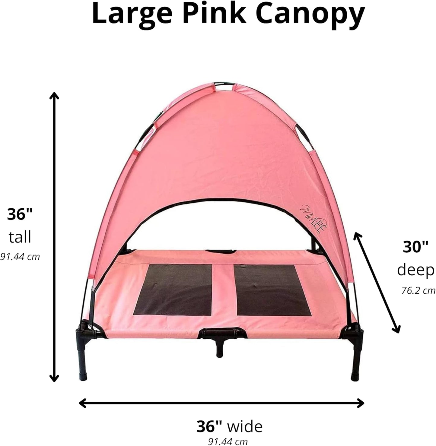Pink Dog Cot Bed with Canopy (Large)- 30" X 36"