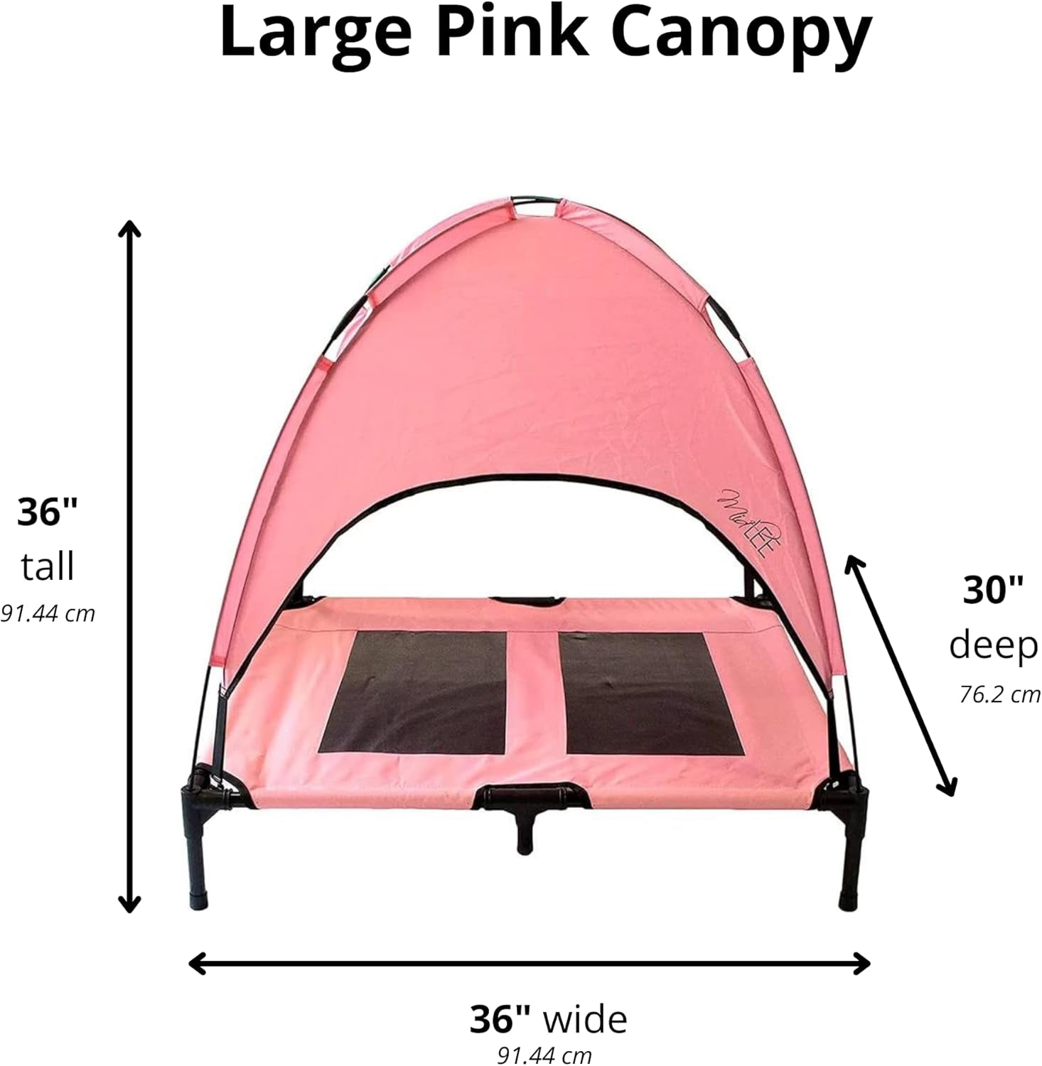 Pink Dog Cot Bed with Canopy (Large)- 30" X 36"