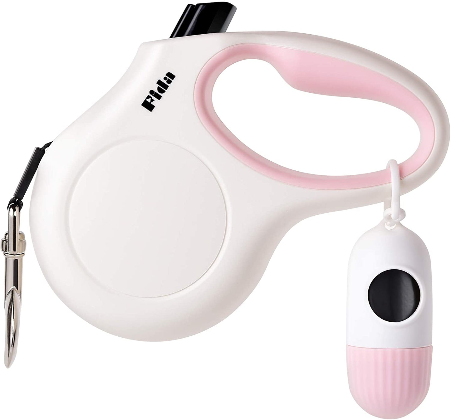 Retractable Dog Leash with Dispenser and Poop Bags,(XS, White)