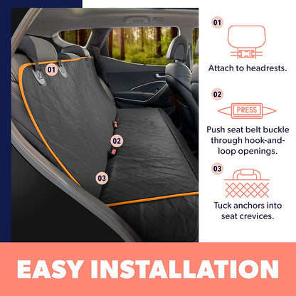 Dog Car Seat Cover for Back Seat, Standard 53"X56", Orange