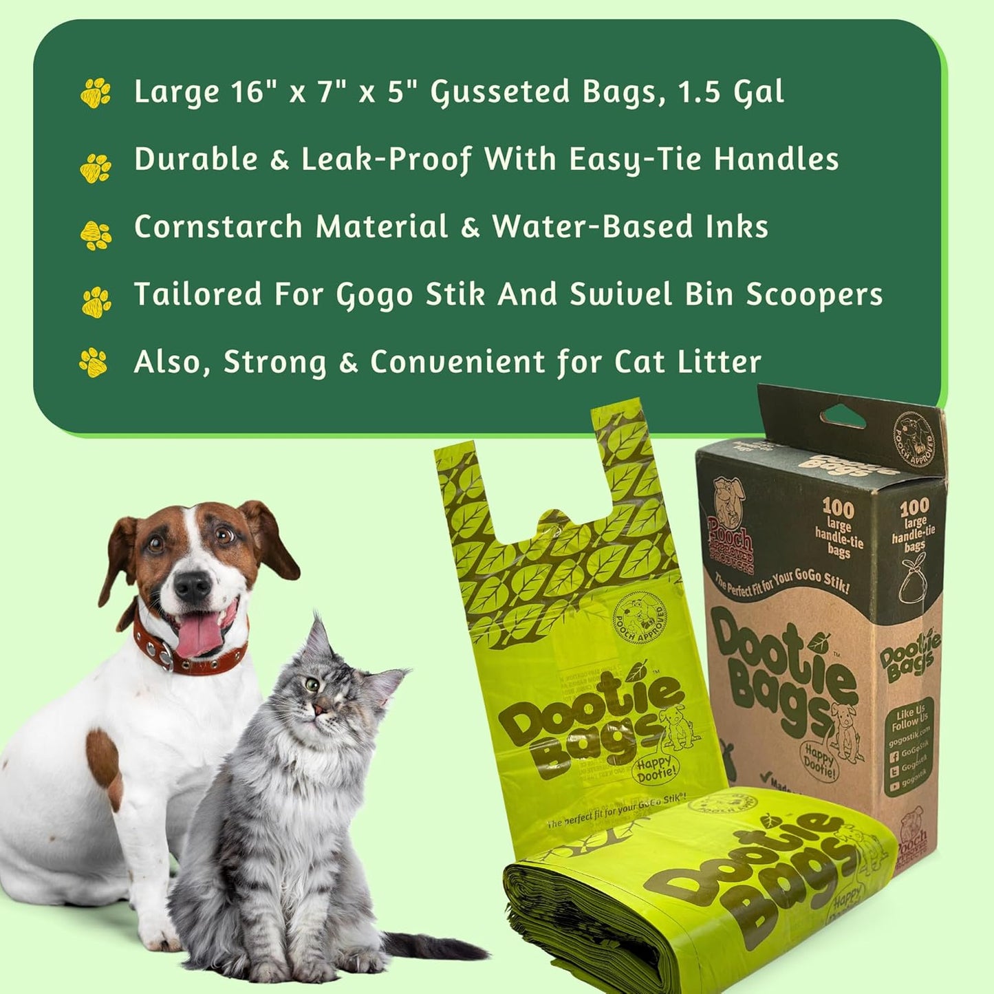 Pooch Approved Large Dootie Bags- 100 Count 