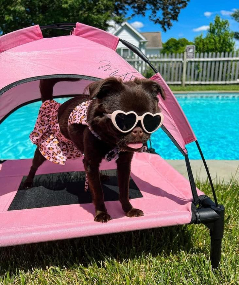 Pink Dog Cot Bed with Canopy (Large)- 30" X 36"