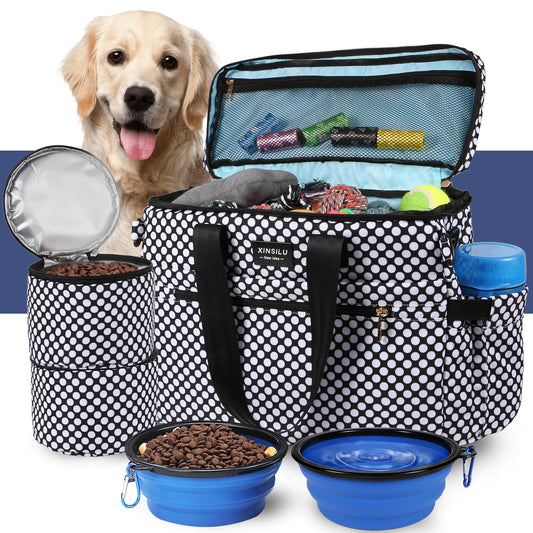 Dog Weekend Travel Set for Dog, Airline Approved Polka Dots