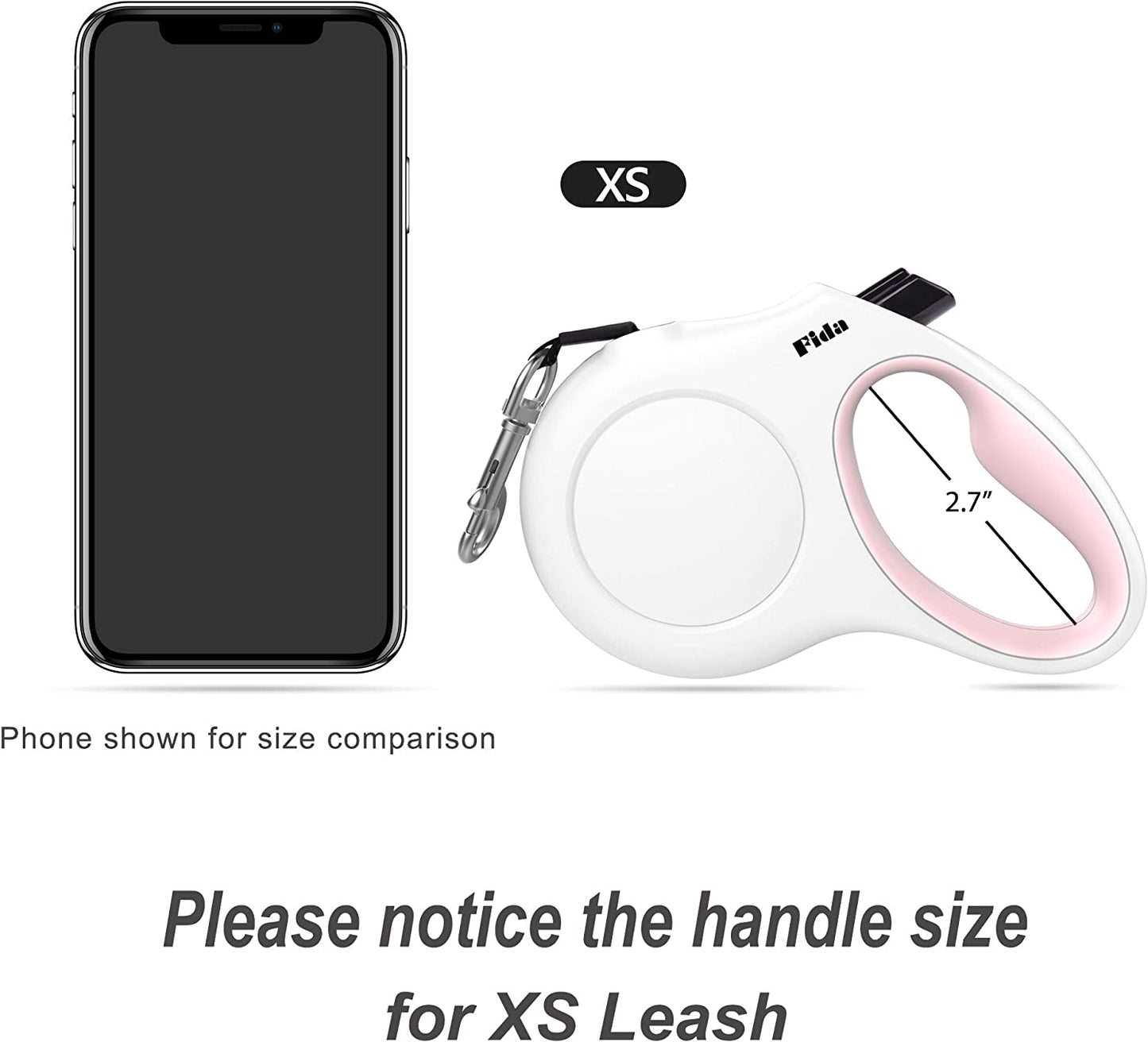 Retractable Dog Leash with Dispenser and Poop Bags,(XS, White)