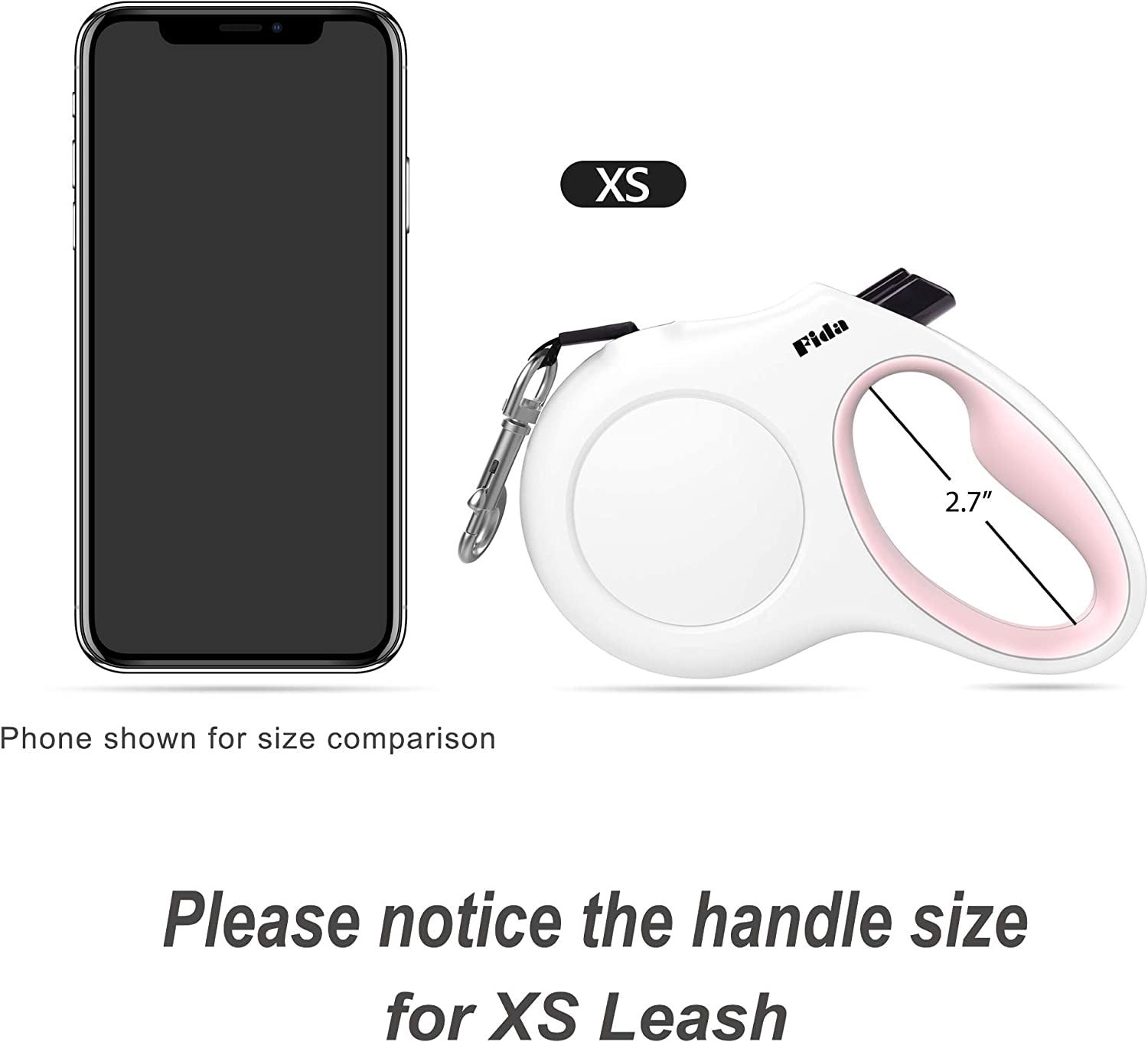 Retractable Dog Leash with Dispenser and Poop Bags,(XS, White)