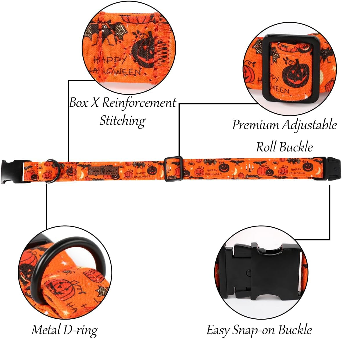 Fall Bat Halloween Dog Collar