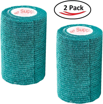 Vet Wrap Tape (Hunter Green) (2 Pack) (3 Inch X 15 Feet) Self Adhesive 