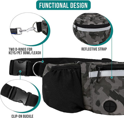 Dog Fanny Pack,Treat Pouch Waist Belt (Camo Black)