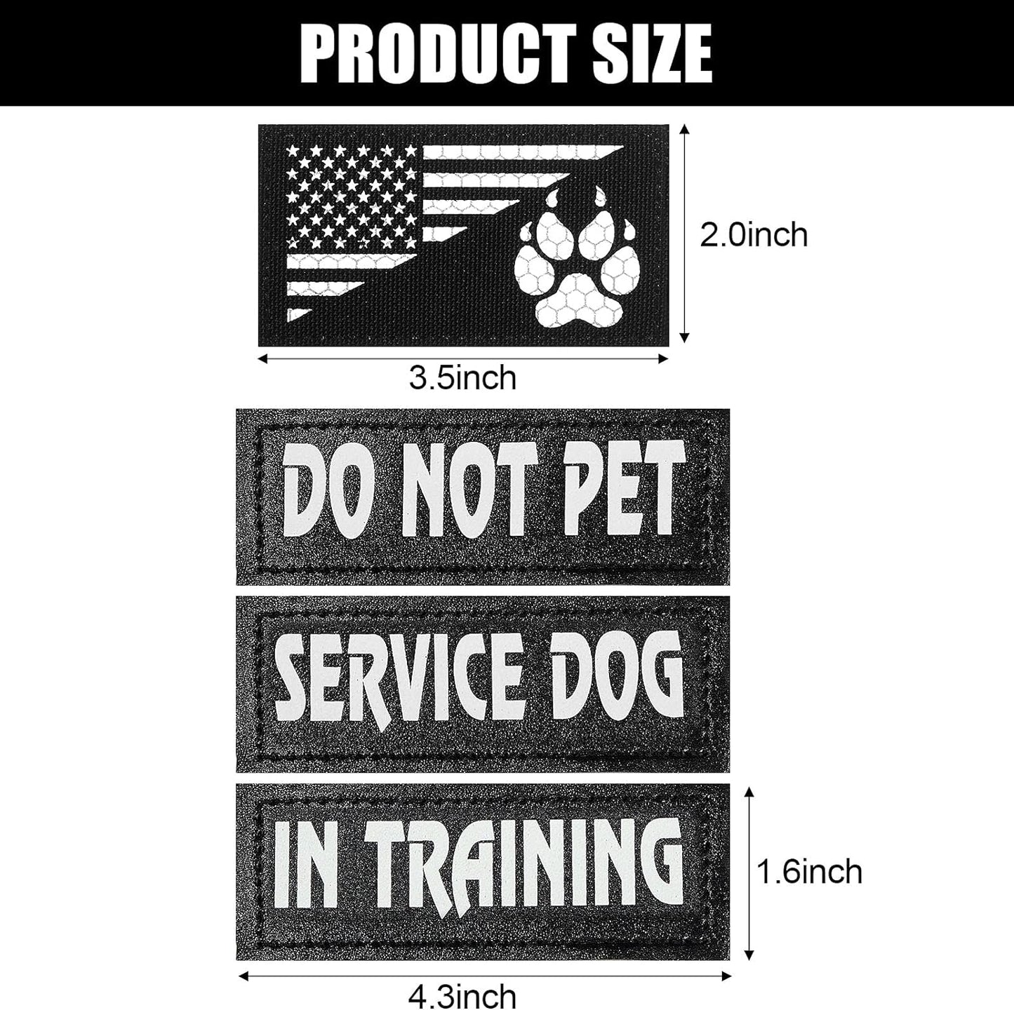 8 Pieces Reflective Service Dog Vest Patches