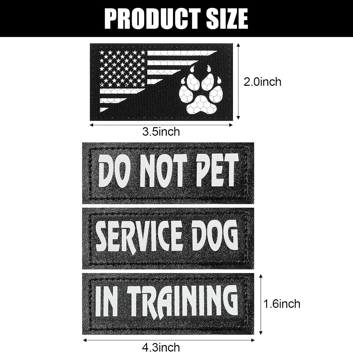 8 Pieces Reflective Service Dog Vest Patches