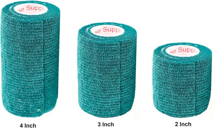 Vet Wrap Tape (Hunter Green) (2 Pack) (3 Inch X 15 Feet) Self Adhesive 