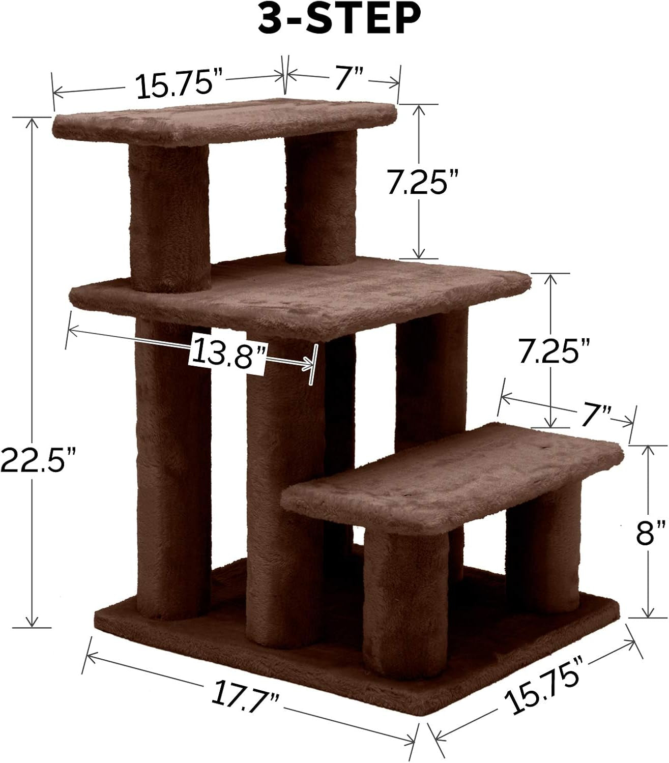 Steady Paws 3-Step Pet Stairs for High Beds & Sofas