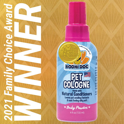 Natural Dog Cologne (Baby Powder) - Premium Scented Deodorizing Pet Perfume with Conditioner for Dogs & Cats - Keeps Pets Fresh & Clean - Made in USA (4 Fl Oz)