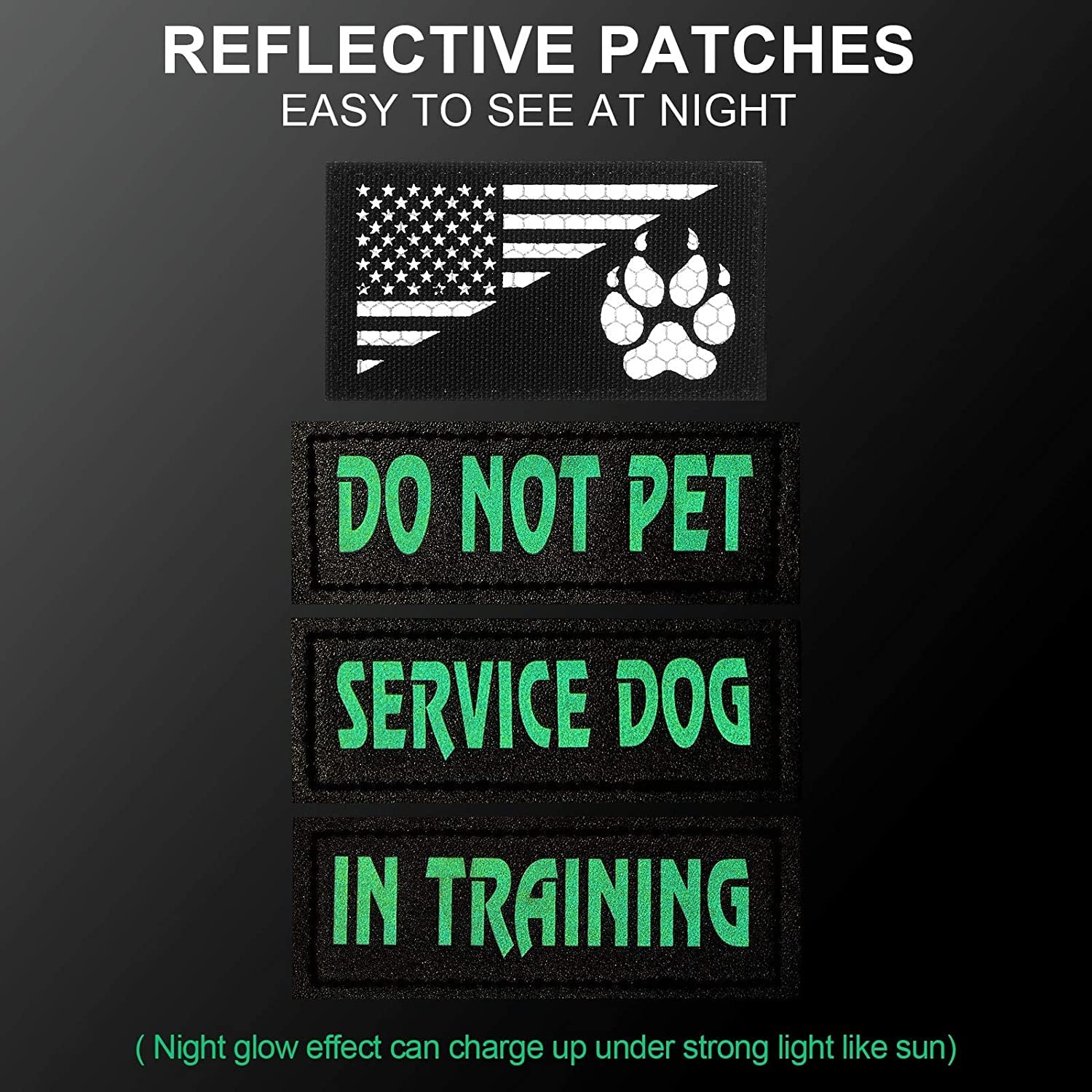 8 Pieces Reflective Service Dog Vest Patches