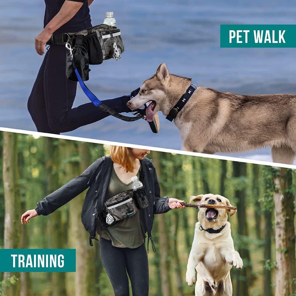 Dog Fanny Pack,Treat Pouch Waist Belt (Camo Black)