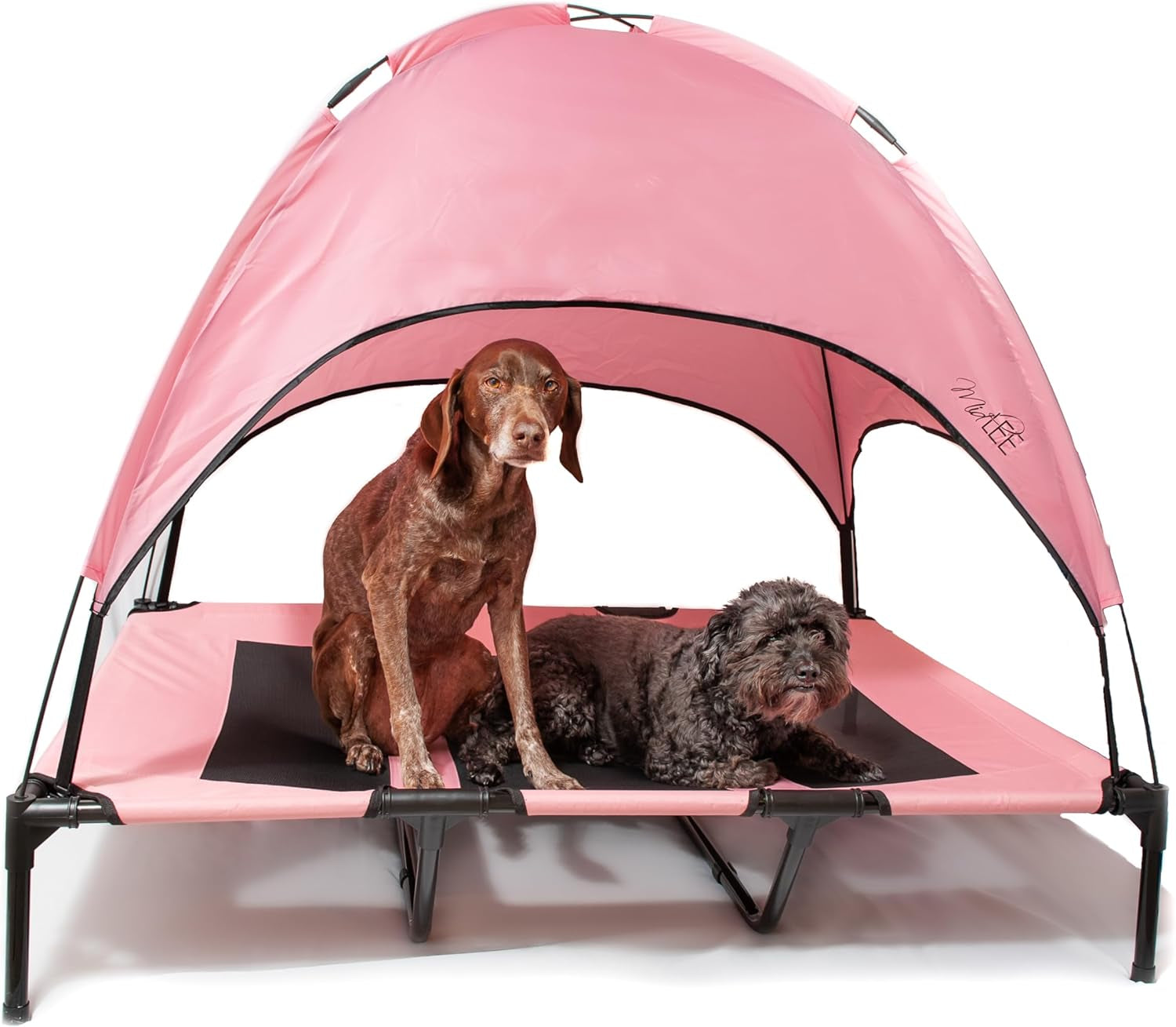 Pink Dog Cot Bed with Canopy (Large)- 30" X 36"