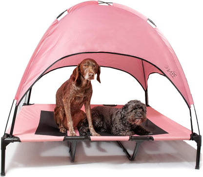 Pink Dog Cot Bed with Canopy (Large)- 30" X 36"