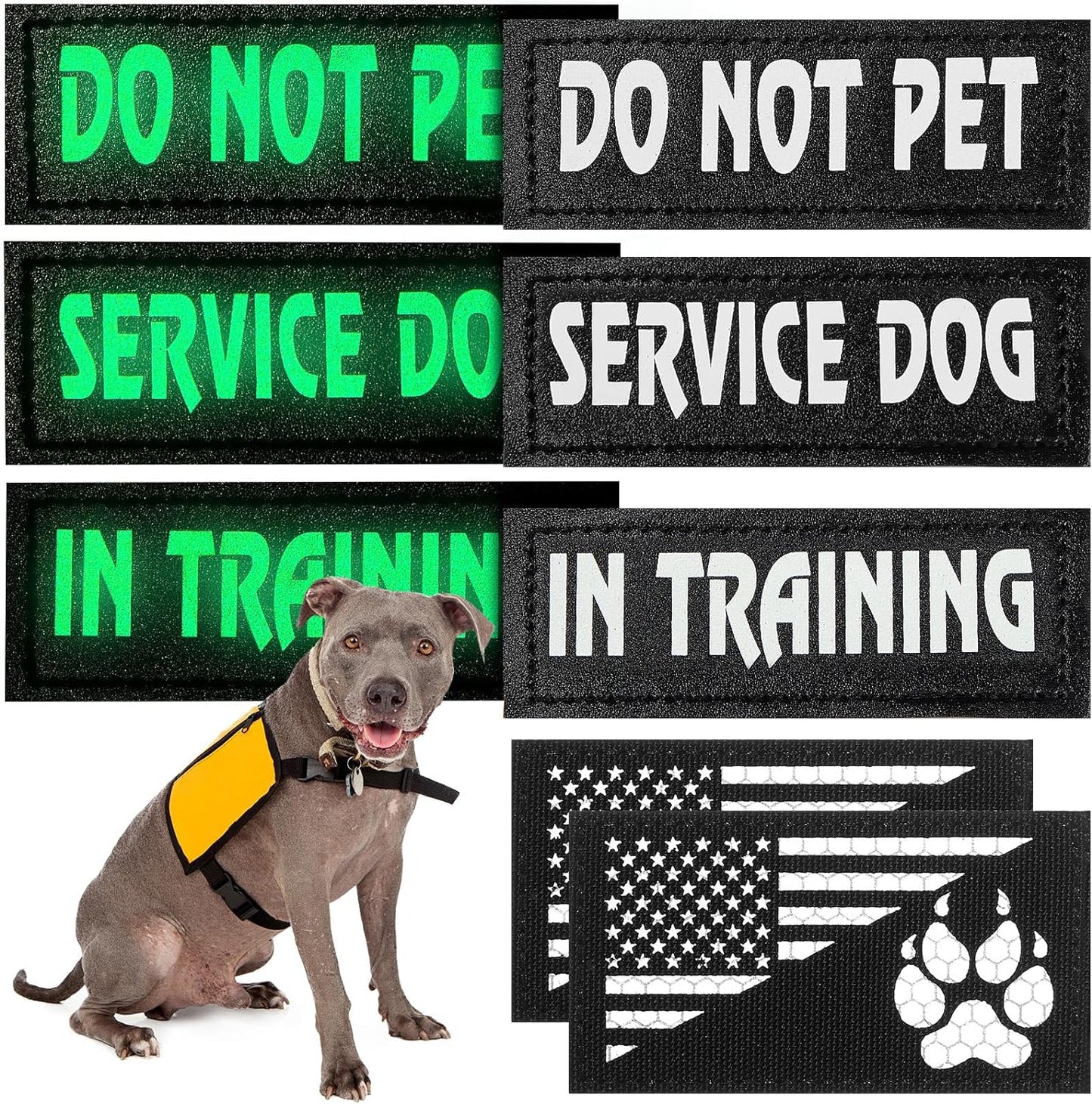 8 Pieces Reflective Service Dog Vest Patches