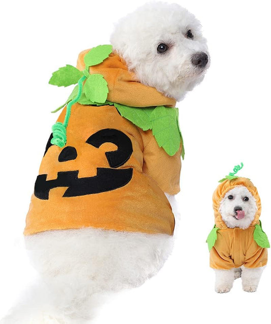 Pet Dog Cute Pumpkin Hoodie Costume for Halloween Dress up Party, Pet Carnival