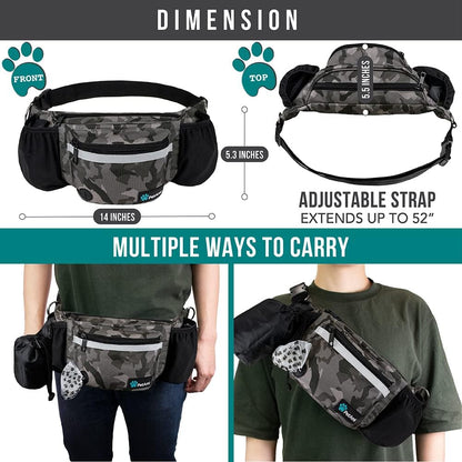 Dog Fanny Pack,Treat Pouch Waist Belt (Camo Black)