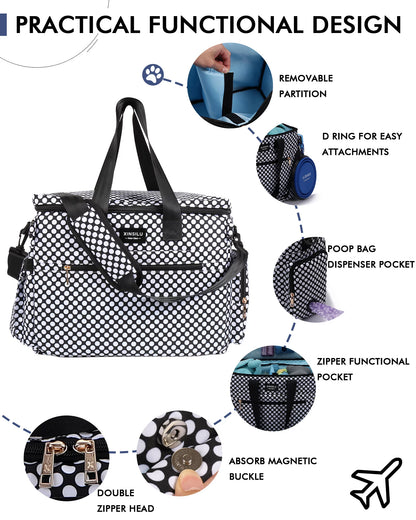 Dog Weekend Travel Set for Dog, Airline Approved Polka Dots